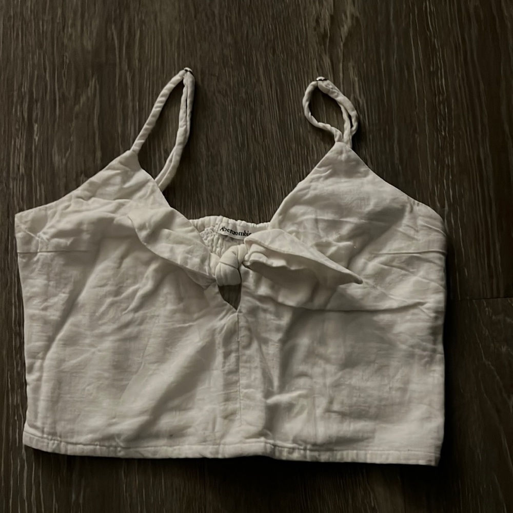 Abercrombie & Fitch cropped linen tank white XS